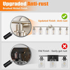 DLLT 6-Light Bathroom Light Fixtures: Nickel Modern Vanity Lights with E26 Bulbs - Clear Glass Shade Bathroom Wall Lamp for Mirror Kitchen Living Room Hallway Cabinet Porch