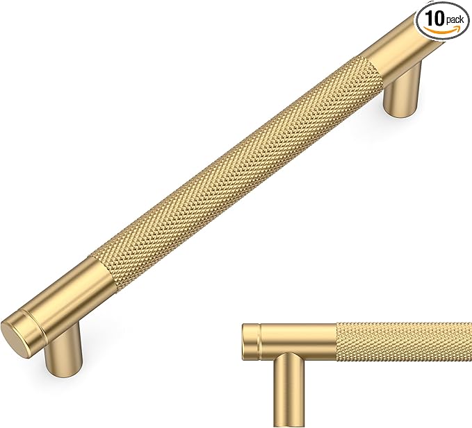 Amerdeco 10 Pack Champagne Bronze Cabinet Pulls 6.3 Inch(160mm) Hole Center Drawer Pulls Cabinet Hardware Kitchen Cabinet Handles for Bathroom ZH031