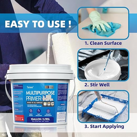 1 Gallon Liquid Rubber Multi-Purpose Primer, EPDM & TPO Primer with Gloves, Water-Based Elastomeric Roof Coating for Outdoor, High-Adhesion Bonding RV Roof Coating for Concrete, Deck, Wood, Metal