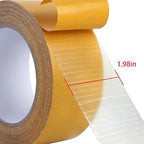 QDiShi Double Sided Heavy Duty Mounting Tape, Universal High Tack Strong Wall Adhesive with Fiberglass Mesh, Multipurpose Tape, High Stickiness Strong Thin Fabric Carpet Tape (2in x 33ft)
