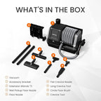 Giraffe Tools Grandstorm Retractable Vacuum Cleaner Wall-Mounted, Shop Wet Dry Vacuum Cleaner with 6 Nozzles for Car Detailing Remote Control Garage Vacuum, Grey