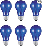 Westinghouse Lighting 0344520 25 Watt A19 Transparent Blue Color Light Bulb, Incandescent Party Bulb, Medium Base, 6 Pack