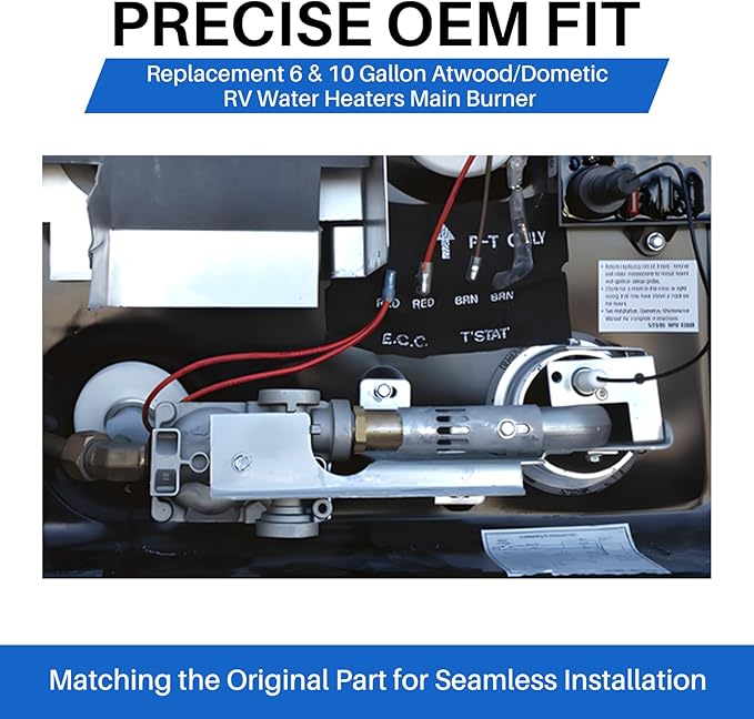 OEM 91638 Main Burner Tube for Atwood/Dometic RV Water Heaters 6 & 10 Gallon Tank, Adjustable Replacement Part with Replaceable Flame Deflector Disk