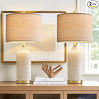 24.25" Modern Ceramic Table Lamps Set of 2 - Gold, Boho & Farmhouse Style for Living Room, Bedside & End Tables