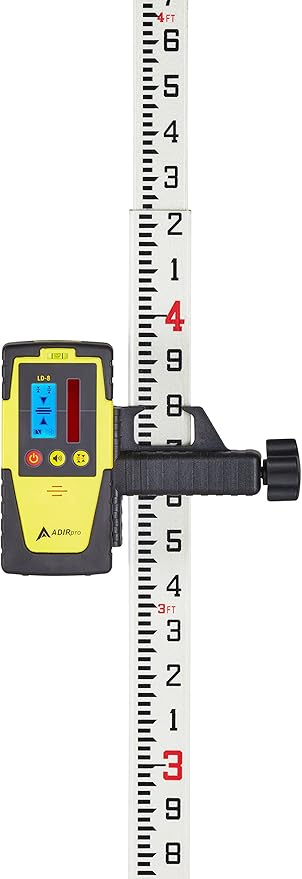 AdirPro 16-Foot Fiberglass Grade Rod – 10ths, 4-Section Telescoping Rectangular Leveling Rod – Non Glare and Corrosion Resistant – Heavy Duty Carrying Case Included