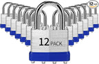 Padlocks Keyed Alike, Pack of 12, Laminated Steel Keyed Lock (1-9/16", 40mm), Padlocks with Same Key, Normal Shackle, for Toolbox, Locker & StorageUnit or More