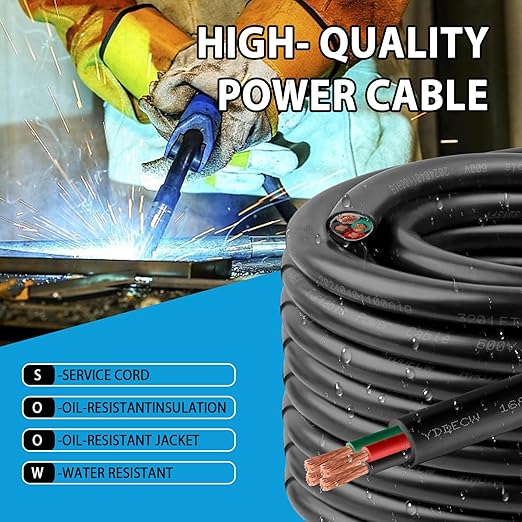 150ft 16/4 16 AWG Portable Power Cable (4 Conductor) - SOOW 600V 16 Gauge Electric Wire for Motor Leads, Portable Lights, Battery Chargers and Machinery - 4 Conductor - 150 Feet Electrical Cord