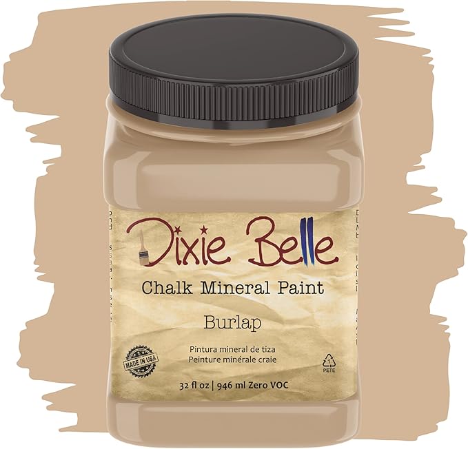 Dixie Belle Paint Company Chalk Finish Furniture Paint - Burlap (32oz) - Matte Cozy Tan Chic Chalk Mineral DIY Furniture Paint