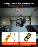 VEVOR Electric Hoist, 2200 lbs 120V Electric Winch with 328 ft Wireless & 14 ft Wired Remote Control, 40 ft Single Cable Lifting Height, Single/Double Slings, Lift Hoist for Garage Warehouse Factory