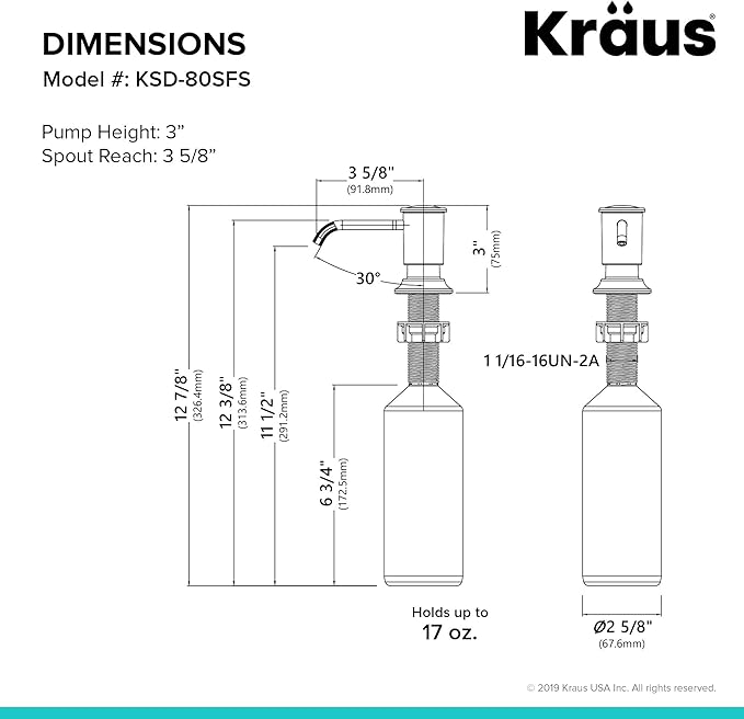 KRAUS Kitchen Soap and Lotion Dispenser in Spot Free Stainless Steel, KSD-80SFS