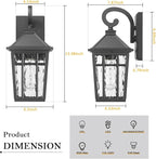 Darkaway Outdoor Wall Lights for House, Exterior Lighting Fixtures Wall Mount Outside Porch Lights Waterproof Black Outdoor Sconce Lights with Water Ripple Glass for Patio Garage Front Door