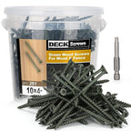 Deck Screws #10 x 4’’, T25 Star Torx Drive Flat Head Wood Screws, Green, 5lb