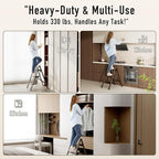 3 Step Ladder,Aluminum Folding Step Stool for Adults,Step Ladder with Wide Anti-Slip Pedal,330 lbs Capacity for Home,Office,Kitchen,Library(Walnut)