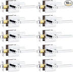 Probrico Polished Chrome Privacy Door Handle Lockset Heavy Duty Square Interior Door Lever for Bedroom or Bathroom Reversible Keyless Handleset Door Knob Slim Handed Levers, 10 Pack