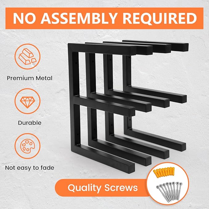 4 Pack Wood Organizer and Lumber Storage Rack Wall Mount, Heavy Duty Wood Storage Organizer Racks with 3-Level System for Garage, Workshop, Basement, Holds Up 220 LBS Per Level (Black)