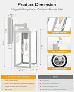 VIANIS Outside Lights for House Wall Mount, White Dusk to Dawn Outdoor Lighting Fixtures, Waterproof Anti-Rust Aluminum Porch Lights with Tempered Seed Glass, Modern Outdoor Wall Lantern for Garage