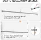 STORAGE MANIAC Hanging Closet Rod, Adjustable Width and Height Closet Hanging Organizer, Space-Saving Clothes Hanging Bar, Closet Extender Hanging Rod Double Closet Hanging Rod, 1 Pack Chrome