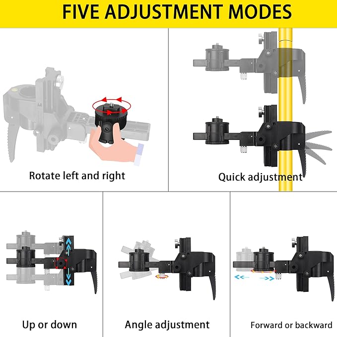 13.77-foot/4.2-meter multifunctional laser level pole with 3.93-foot/1.2-meter tripod and 1/4 or 5/8 threaded interface with swivel gimbal
