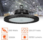 200 Watt UFO High Bay | 5000K Daylight High Output 28762 Lumens | Wired 200W 120-277V High Bay | 50000 Life Hours 141LM/W | 1 Pack by GoodBulb