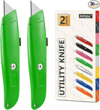 DIYSELF 30 Pack Box Cutter Heavy Duty Aluminium Shell Utility Knife | SK5 Steel Sharp Blade | Retractable Knife for Cutting Cartons Ropes and Cardboard | Home and Office Use (Green)
