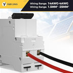 DC Circuit Breaker 20 Amp Solar Panel Disconnect Switch 12V-500V 2 Poles Miniature Solar Circuit Breaker for Outdoor PV Homes Battery, AC 110V DIN Rail MCB