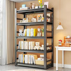 Garage Shelving Units, Heavy Duty 5-Tier Storage Shelves, Metal Adjustable Storage Rack, Steel Shelves, 2750 lbs Capacity, Industrial Shelving for Heavy Tools (Black, 15.74"Dx35.43"Wx71.18"H, 5-tier)