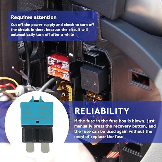 BOJACK Automotive Low Profile ATC ATO Fuse Manual Resettable Fuse Kit - 3A to 30A, 32VDC