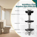 8PCS M6 Universal Toilet Tank to Bowl Bolts Kit, Heavy Duty Toilet Tank Bolts and Washers, 304 Stainless Steel Toilet Seat Bolts Kit, with Extra Long Nut Easy to Install (ΦM6, 8)