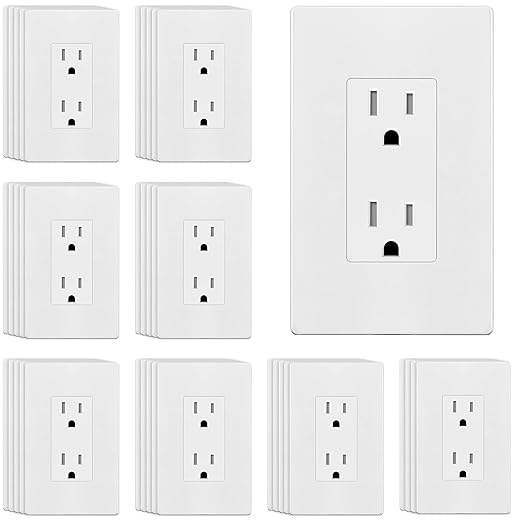 ENERLITES 40 Pack White Decorator Receptacle with Screwless Wall Plate, Standard Electrical Wall Outlet, 15A 125V, Self-Grounding, 2-Pole, 3-Wire, 5-15R, UL Listed, 61502-TR-WSID, Tamper Resistant
