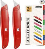 DIYSELF Utility Knife, 20 Pack Heavy Duty Box Cutter Retractable, Box Cutter Knife, Box Opener, Cardboard Cutter, Utility Knives for Garage, Home and Office, Box Cutters for Daily Use (Red)