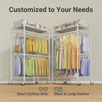 VIPEK R2 Pro Rolling Garment Rack Heavy Duty Clothes Rack with Locking Wheels Adjustable Shelves 2-Sided Hanging Rods Metal Closet Freestanding Clothing Racks, Max load 600lbs, White