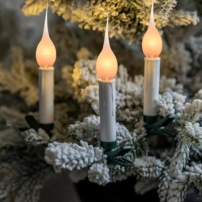 12 Pack Silicone Dipped Candle Light Bulbs Electric Candle Bulbs, for Chandeliers Window Candle Replacement Bulbs & Candelabra Light Bulbs, Clear Silicone Shatterproof, C7/E12 Base, 5W, Warm White