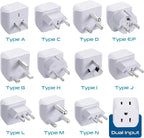 Ceptics World Travel Adapter Set - 2 in 1 USA to Europe, Asia, Africa, India, Japan, Australia, Brazil, China, Israel and more - 11 Pack - Safe Grounded - Works with Cell phones, Laptops, Chargers
