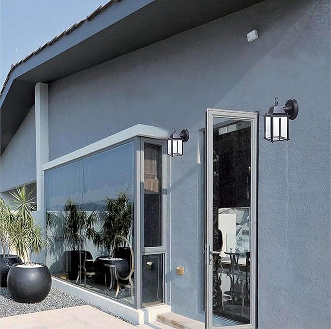 LIT-PaTH Outdoor LED Wall Lantern, Wall Sconce as Porch Lighting Fixture, 5000K Daylight White, 9.5W 800 Lumen, Aluminum Housing Plus Glass, Black Finish, 1-Pack