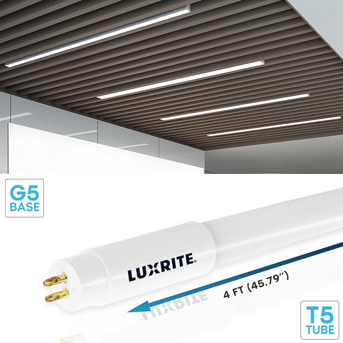 LUXRITE 12-Pack 4FT T5 LED Tube Lights, Type B, 24W=54W, 4 Colors 3500K | 4000K | 5000K | 6500K, 45.79", Single and Double End Powered, Ballast Bypass, 3200LM, F54T5 Fluorescent Replacement, UL, DLC