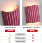 Pink Gypsum Modern LED Wall Sconces Wall Lighting Set of 2, Indoor Hardwired Walls Mount Light Fixtures Up Down Lamp for Hallway Bedroom Living Room Dining Room【Bulbs Included】