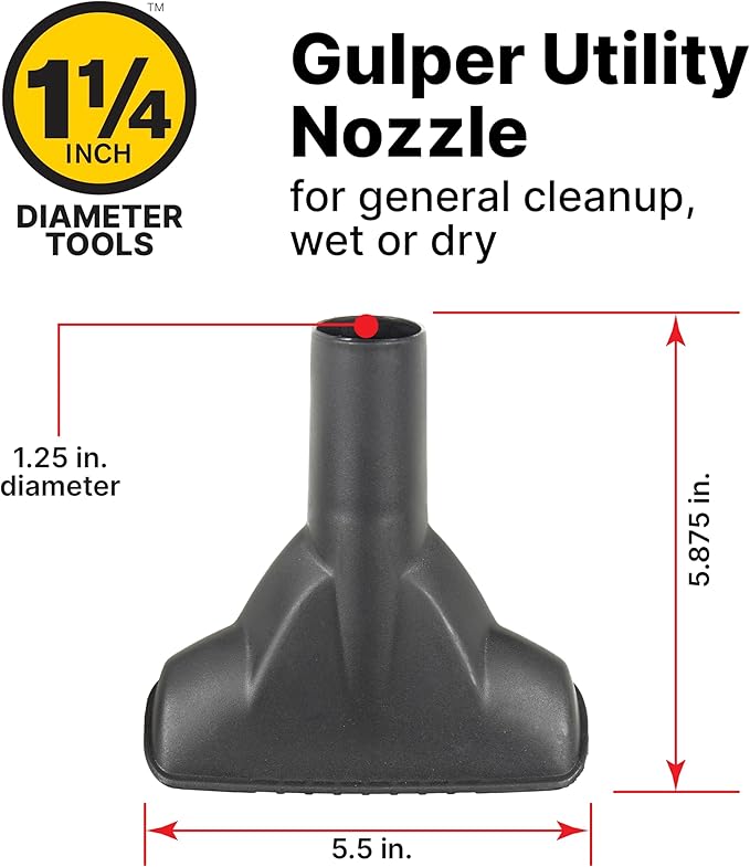 Shop-Vac 9064300 1.25 Inch Diameter Cleaning Kit, Includes Round Brush, Crevice Tool, and Gulper Nozzle, Black, Ideal for Upholstery, Blinds, and Car Interiors (1-Pack)
