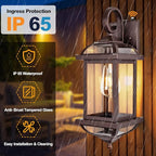 18” Bronze Outdoor Light Fixtures with Dusk to Dawn Sensor 2-Pack, Anti-Rust Aluminum Brown Outside Lights for House Enclosed Bottom Exterior Lighting Scones IP65 Waterproof Wall Lanterns