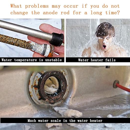 32" Magnesium Anode Rod for Hot Water Heater Compatible with Rheem Reliance A. O. Smith Giant GE Richmond Water Tanks, 32" Long 3/4" NPT Thread 0.84" Diameter Hex Plug Protect Rotten Egg Smell