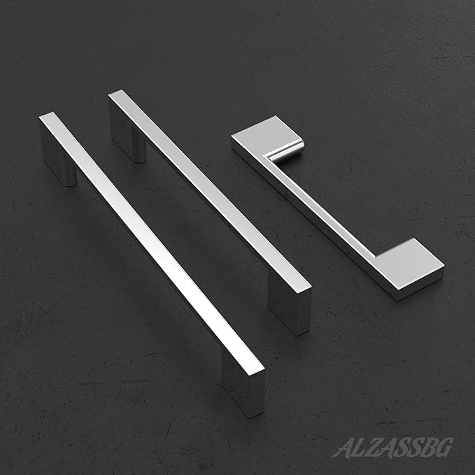 Alzassbg 5 Pack Matt Black Cabinet Pulls, 8.75 Inch(224mm) Hole Centers Rectangle Cabinet Handles Kitchen Pulls for Drawers and Cabinets AL3051CP