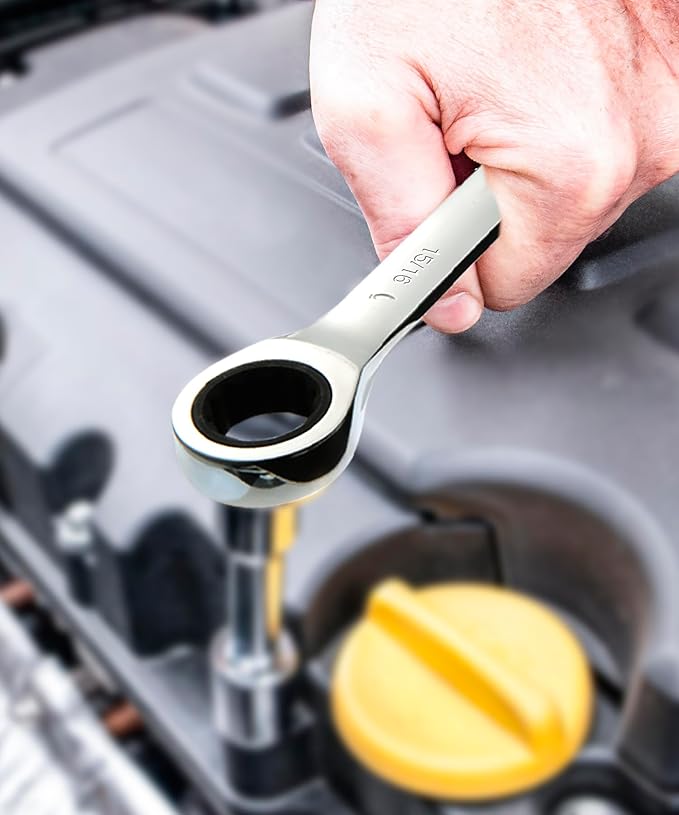 DISEN 15/16 Inch Ratchet Wrench，15/16" Wrench with 72-Tooth Chrome Vanadium Steel，24mm Standard Box End and Open End Ratcheting Wrench for Home Improvement