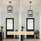 4 Light Modern Farmhouse Chandelier for Dining Room, Black Pendant Lights Fixtures for Kitchen Island, Foyer Lighting Fixtures High Ceiling for Entryway Hallway Living Room Bedroom