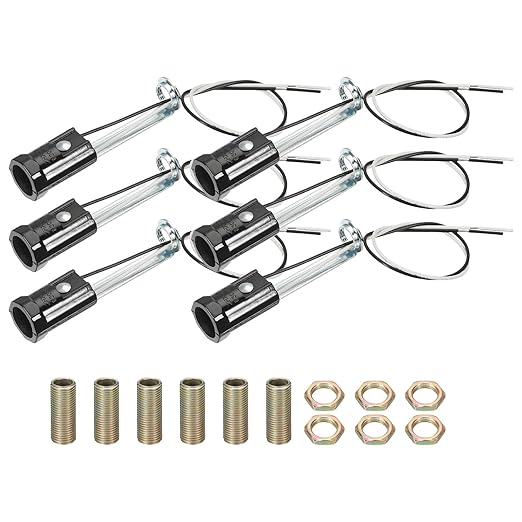 PATIKIL Candelabra Base Lamp Holder Light Socket, 6pcs UL Listed Keyless E12 Bulb Socket with 9.8" Wire Leads for E12 Incandescent LED Light Bulbs, 3.1" Tall