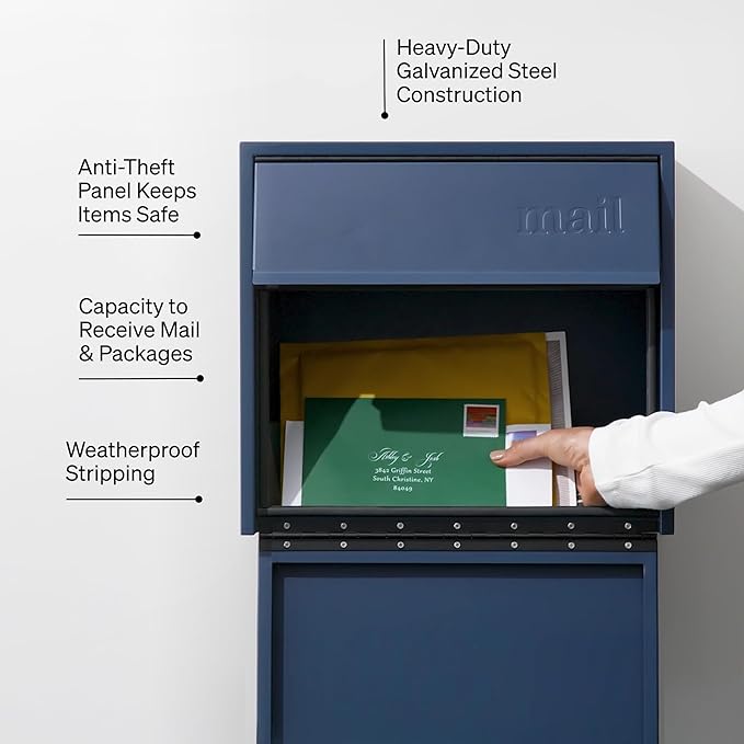 Wall Mount Mailbox - Small, Anti-Theft Locking Mailbox, Weatherproof Mailboxes for Outside The House, 13.5" H x 15" L x 5.5" D - Red