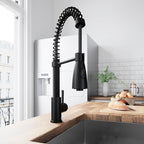 VIGO Brant 19'' H Single Handle Pull-Down Sprayer Kitchen Faucet in Matte Black-VG02003MB