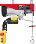 VEVOR Electric Hoist, 1320 lbs 120V Electric Winch with 328 ft Wireless & 14 ft Wired Remote Control, 40 ft Single Cable Lifting Height, Single/Double Slings, Lift Hoist for Garage Warehouse Factory