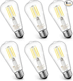MASTERY MART 6 Pack Vintage Edison Bulbs, E26 Led Bulb 5.5W Equivalent to 60W, Dimmable, 5000K Daylight White, High Brightness Antique ST19, Clear Glass