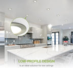 ASD 6 Pack LED Recessed Lighting 4 Inch 9W, 5 CCT 2700K-5000K CRI90+, IC Rated Ultra Thin Dimmable Ceiling Lights with J Box, Canless Wafer Downlight, Round Slim Panel Light, Energy Star ETL, Nickel