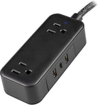 Philips 2-Outlet Extension Cord, 1 USB-C, 2 Type-A Ports, Braided Extension Cord with Multiple Outlets, Flat Plug Power Strip, Power Strip with USB Ports, ETL Listed, Black, SPS3564B/37