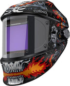 ARCCAPTAIN Large Viewing Screen 3.93"X3.66" Welding Helmet, True Color 1/1/1/1 Solar Power Auto Darkening Welding Hood with 4 Arc Sensor, Wide Shade 4/5-9/9-13 for TIG MIG ARC, Skeleton